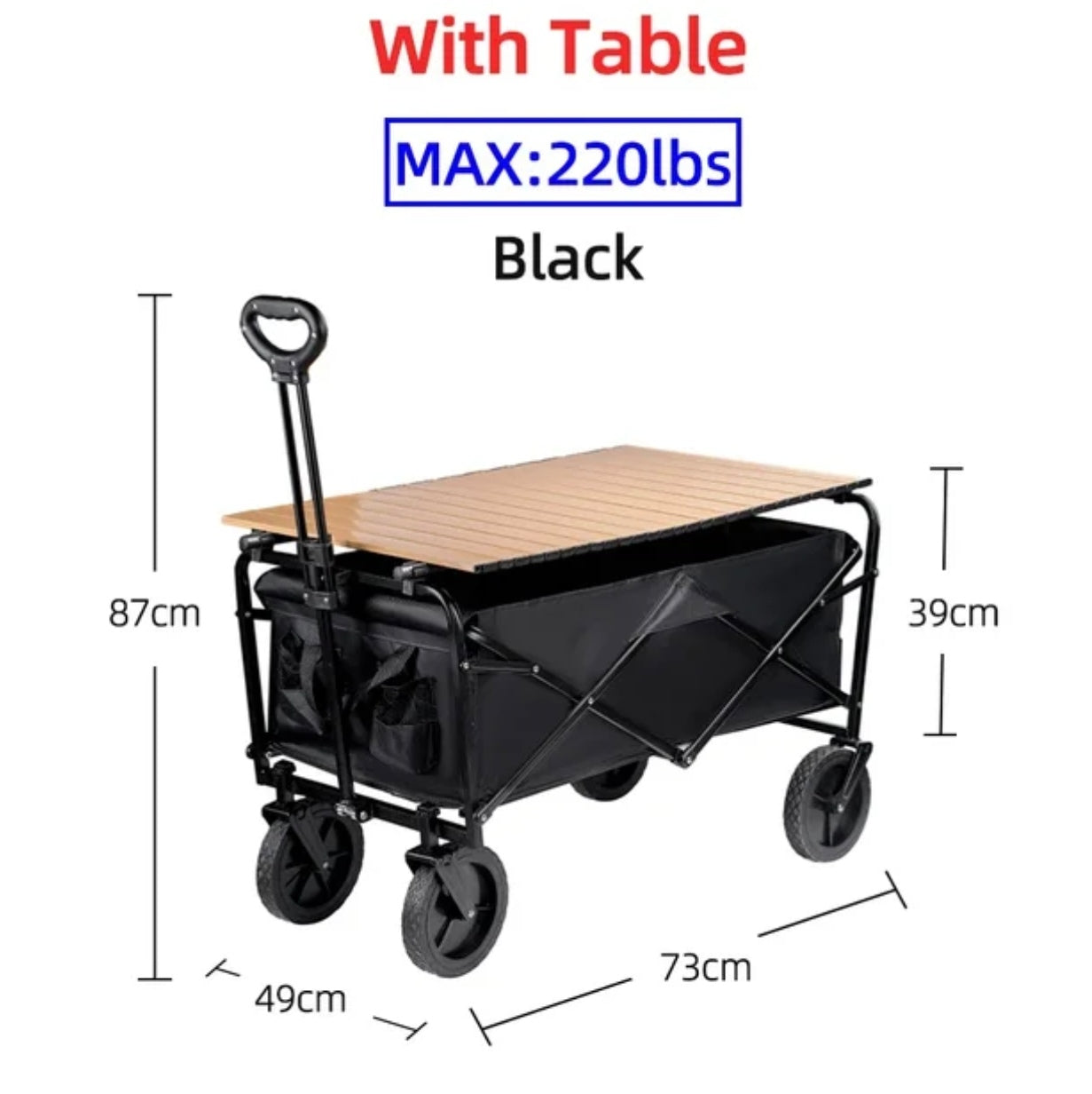 Chariot de transport pliable avec table